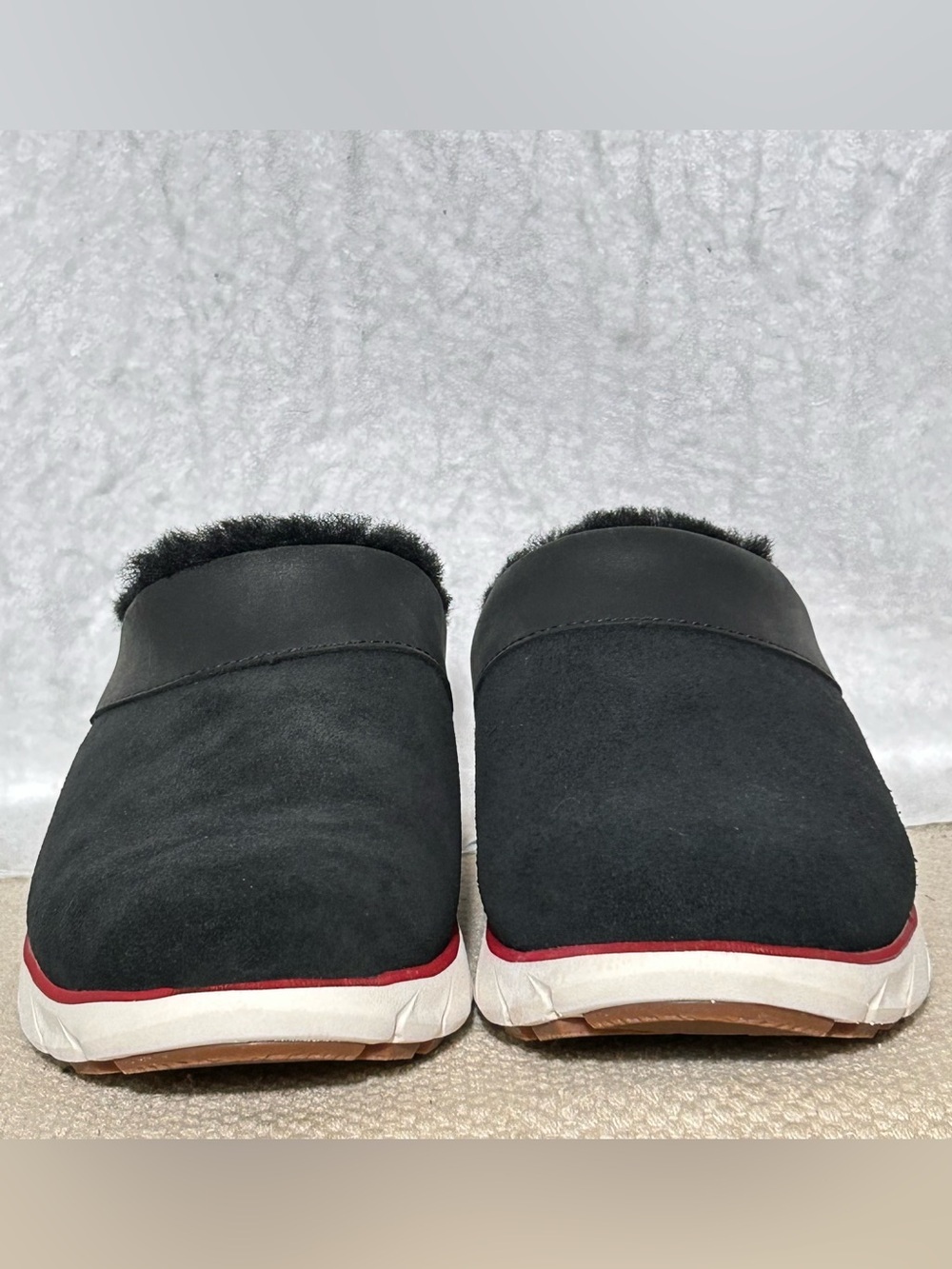 L.L.Bean Womens Black Kennebec Suede Shearling SlipOn Clogs Slippers Shoes SZ 8M - Picture 3 of 11